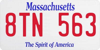 MA license plate 8TN563