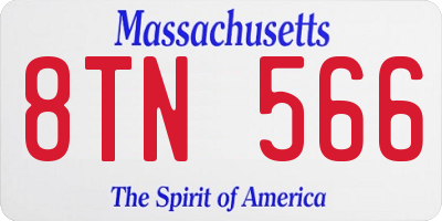MA license plate 8TN566