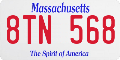 MA license plate 8TN568