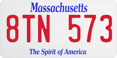 MA license plate 8TN573