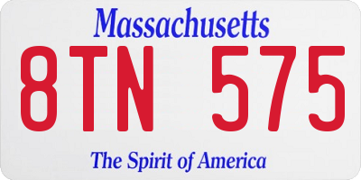 MA license plate 8TN575