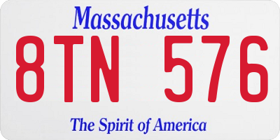 MA license plate 8TN576