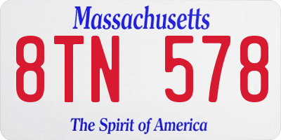 MA license plate 8TN578