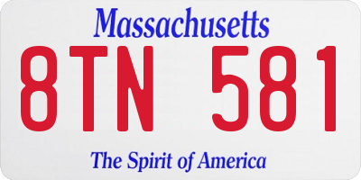 MA license plate 8TN581