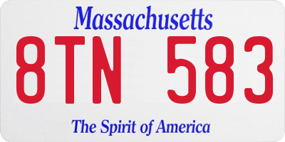 MA license plate 8TN583