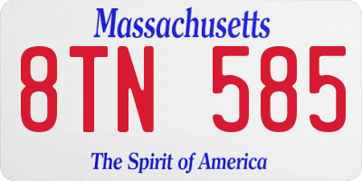 MA license plate 8TN585