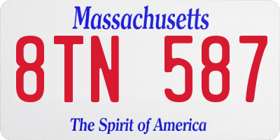 MA license plate 8TN587