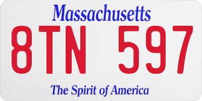 MA license plate 8TN597