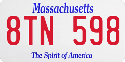 MA license plate 8TN598