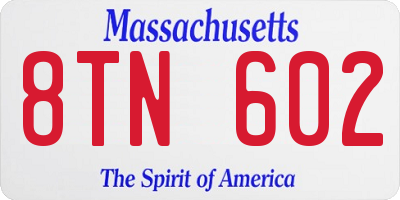 MA license plate 8TN602