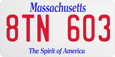MA license plate 8TN603