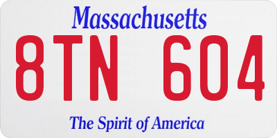 MA license plate 8TN604