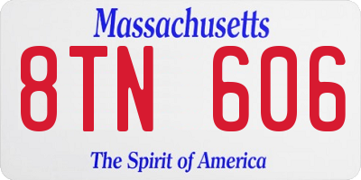 MA license plate 8TN606