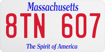 MA license plate 8TN607