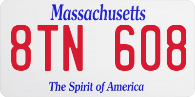 MA license plate 8TN608