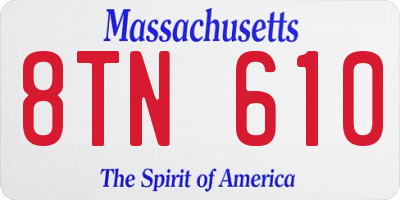 MA license plate 8TN610