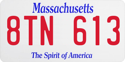 MA license plate 8TN613