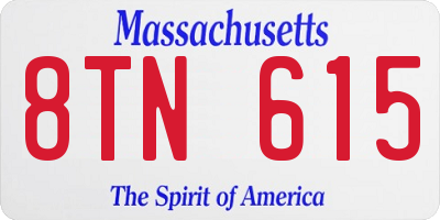 MA license plate 8TN615