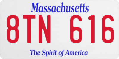 MA license plate 8TN616