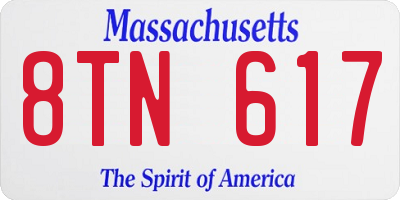 MA license plate 8TN617