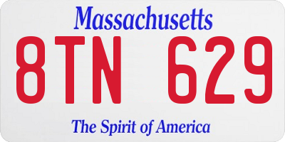 MA license plate 8TN629