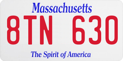 MA license plate 8TN630