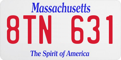 MA license plate 8TN631