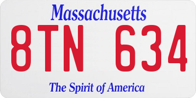 MA license plate 8TN634