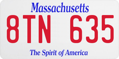 MA license plate 8TN635