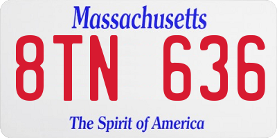 MA license plate 8TN636