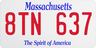 MA license plate 8TN637