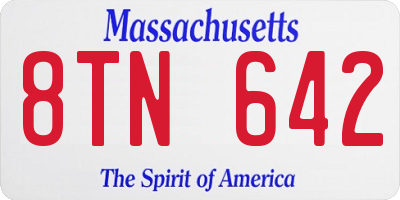 MA license plate 8TN642