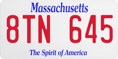 MA license plate 8TN645