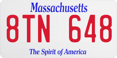 MA license plate 8TN648