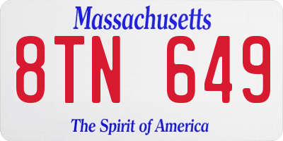 MA license plate 8TN649