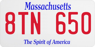 MA license plate 8TN650