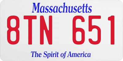 MA license plate 8TN651