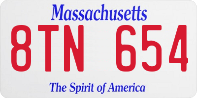 MA license plate 8TN654