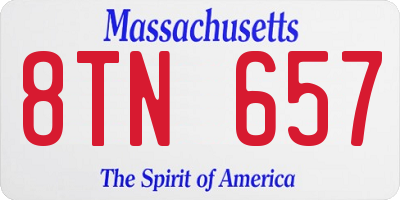 MA license plate 8TN657