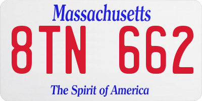 MA license plate 8TN662