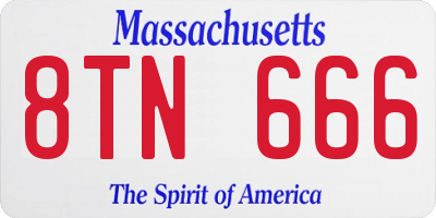 MA license plate 8TN666
