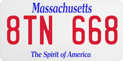 MA license plate 8TN668