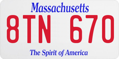 MA license plate 8TN670