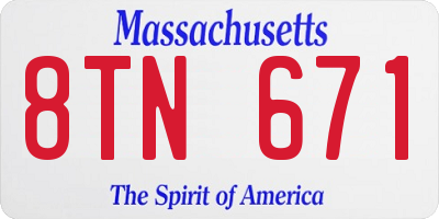 MA license plate 8TN671