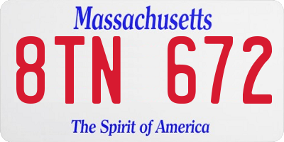 MA license plate 8TN672