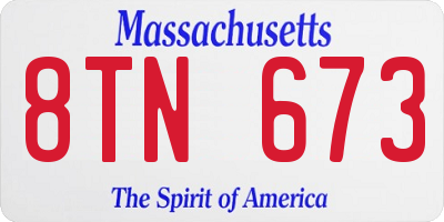 MA license plate 8TN673