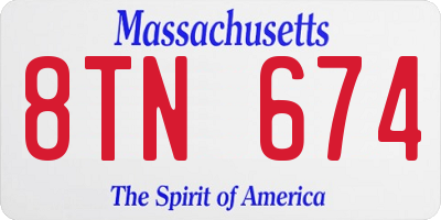 MA license plate 8TN674