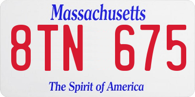MA license plate 8TN675