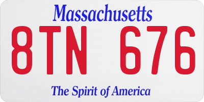 MA license plate 8TN676
