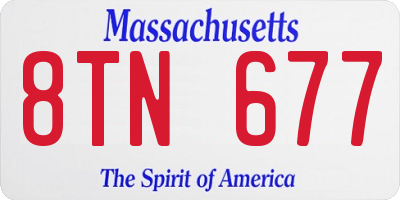 MA license plate 8TN677
